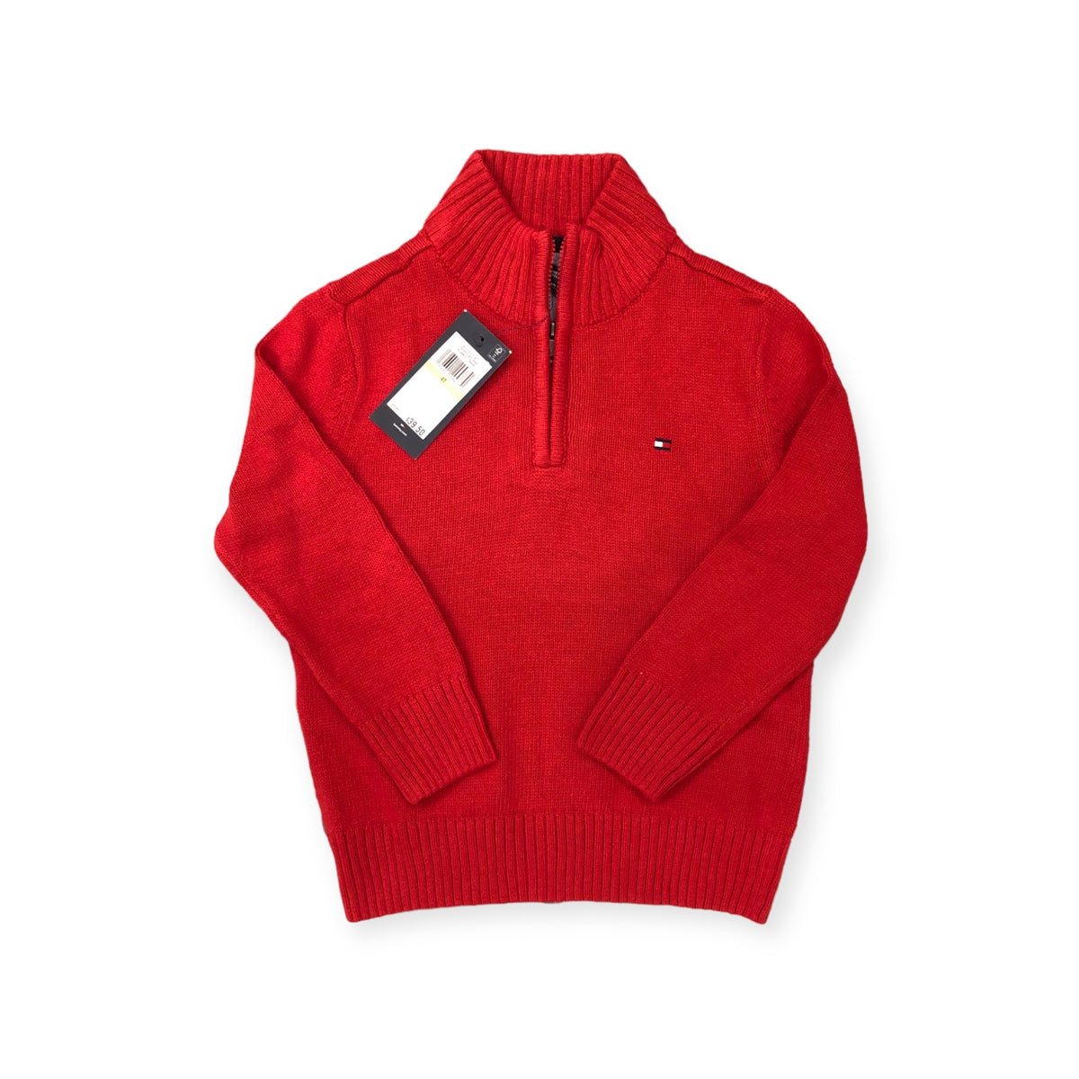 TMY HLFGER Solid Zip Mockneck Sweater Red