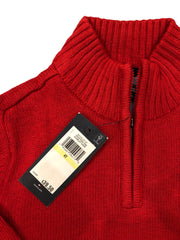 TMY HLFGER Solid Zip Mockneck Sweater Red