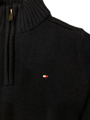 TMY HLFGER Solid Zip Mockneck Sweater Navy