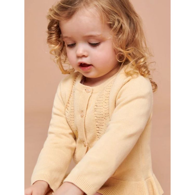 Fx & Bny Yellow Knitted Cardigan For Girls